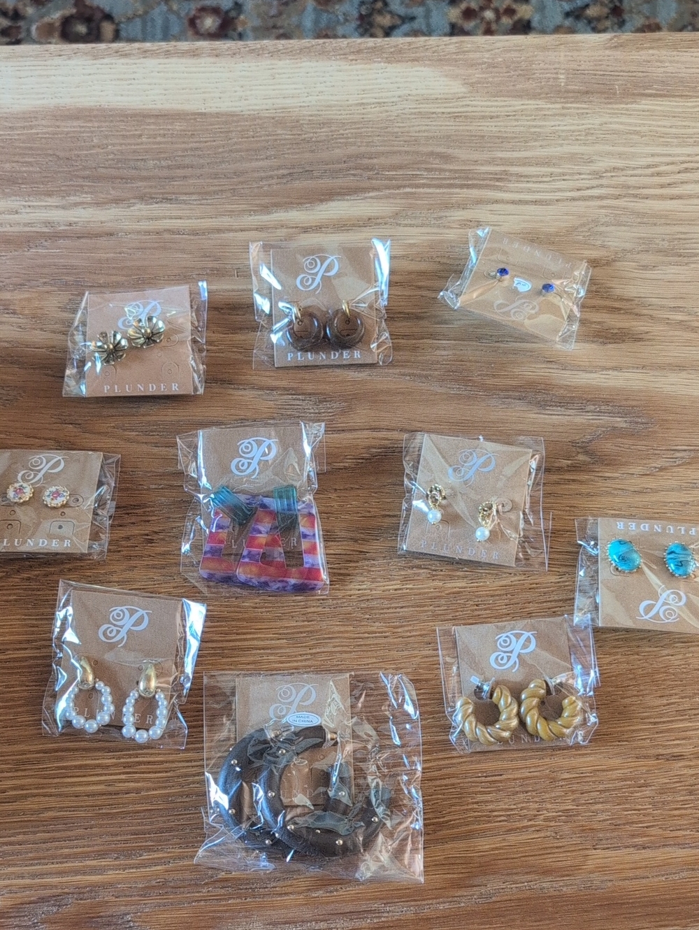 Plunder Assorted Pierced  Earrings. 10 Different Pairs.  NWT